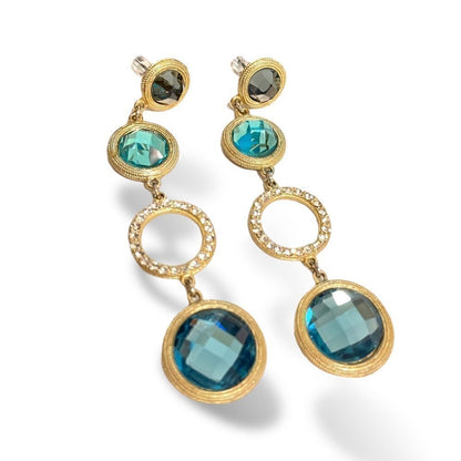 Kiki's Closet Shop Faceted Crystals & Gold Tone Metal STUNNING Drop Earrings