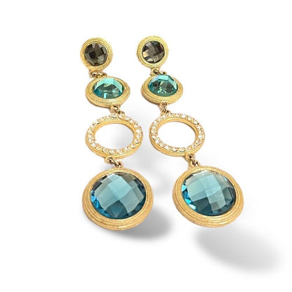 Kiki's Closet Shop Faceted Crystals & Gold Tone Metal STUNNING Drop Earrings