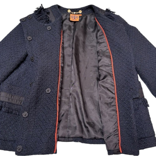 Tory Burch Tory Burch Navy Blazer with Fringe Accents |Size: 6|