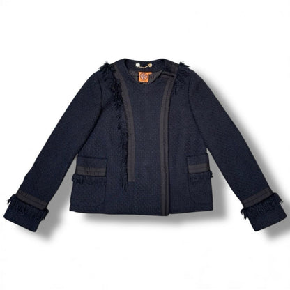 Tory Burch Tory Burch Navy Blazer with Fringe Accents |Size: 6|