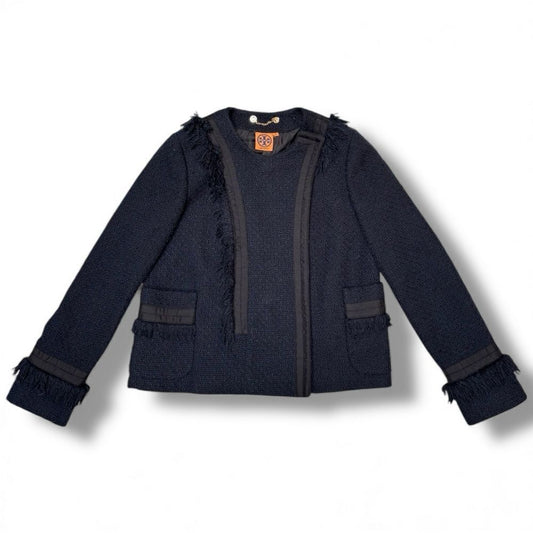 Tory Burch Tory Burch Navy Blazer with Fringe Accents |Size: 6|