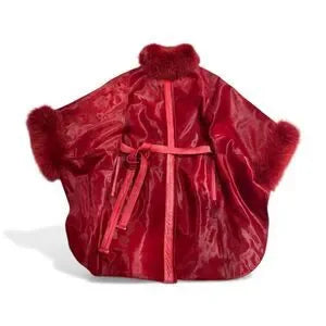 Wolfie Insanely RARE & stunning STATEMENT Piece WOLFIE Scarlet Red Fur Cape
