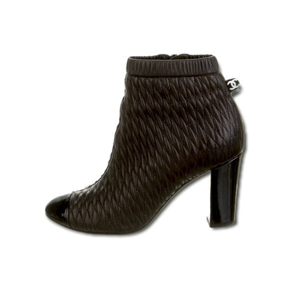 CHANEL Interlocking CC Logo Leather Sock Boots| Size: 8.5 | IT 38.5 |