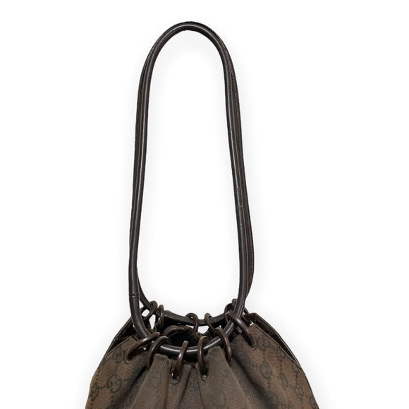 Vintage GUCCI GG Monogram |Shoulder Bag| |Top Handle Bag| |Hoop Ring Bucket Bag|