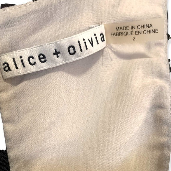 Alice + Olivia Black Floral Laser Cut Sleeveless Lyla Crop Top | Size: 2 |