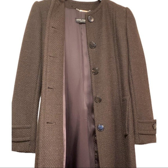 Dolce & Gabbana Wool Tie Belt Long Coat |Size:40|