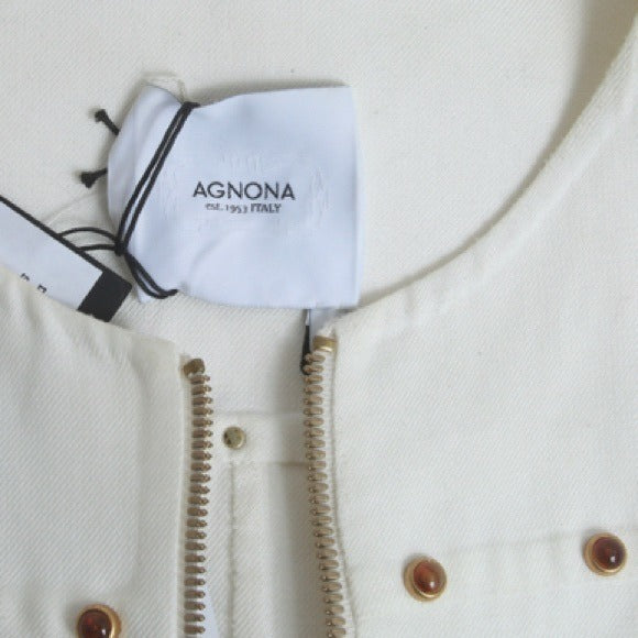 AGNONA White Cropped Jacket