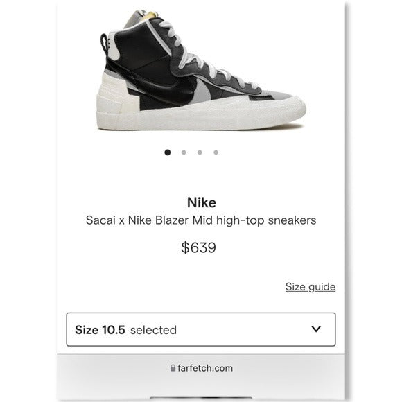 Nike Sacai x Nike Blazer Mid high-top sneakers |Size: US 10.5|
