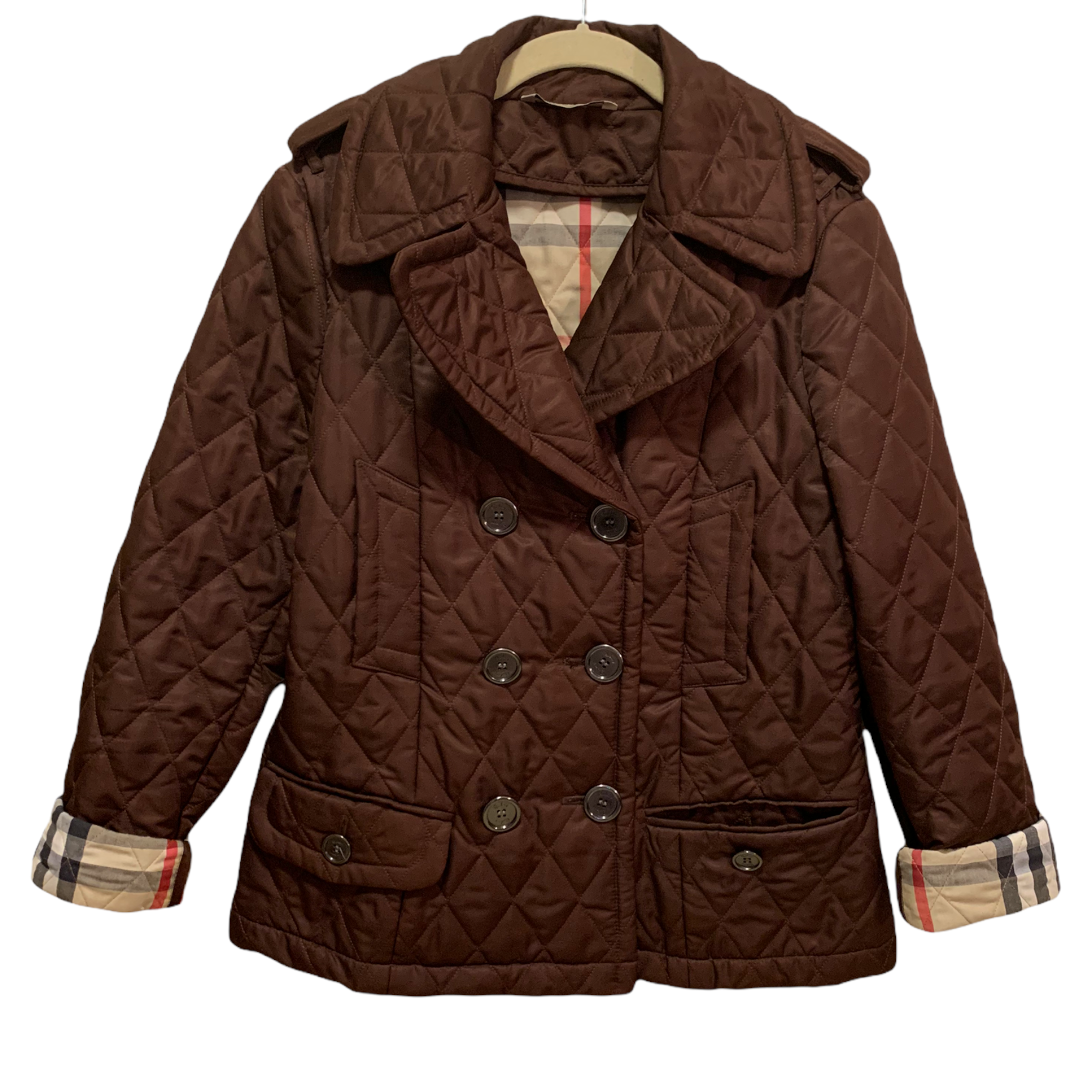 BURBERRY LONDON Women’s Brown Quilted Jacket Size: Large