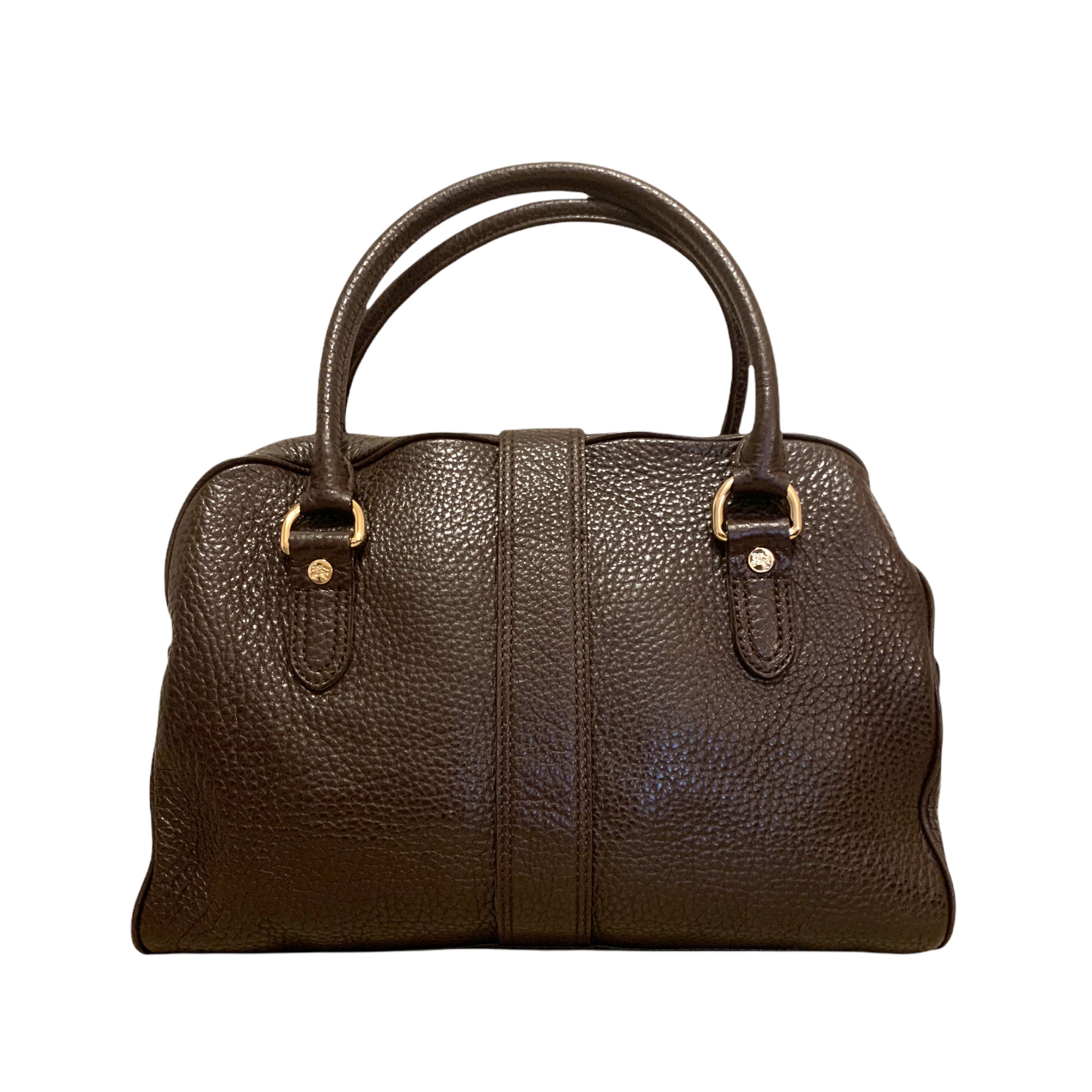 Burberry Chocolate Brown Grained Leather Travel Tote