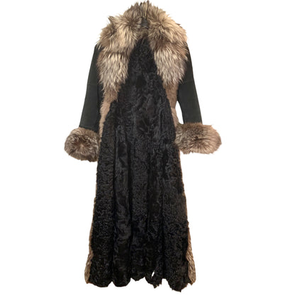 St. John Suede, Dyed Broadtail Persian Lamb & Silver Fox Fur Trim Long Coat - photo 7 of 16