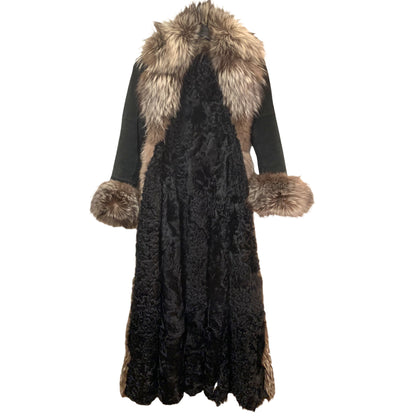 St. John Suede, Dyed Broadtail Persian Lamb & Silver Fox Fur Trim Long Coat - photo 8 of 16