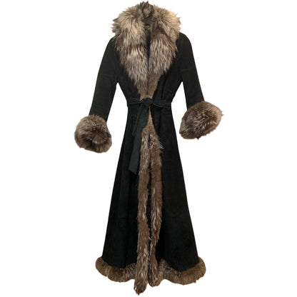 St. John Suede, Dyed Broadtail Persian Lamb & Silver Fox Fur Trim Long Coat - photo 6 of 16
