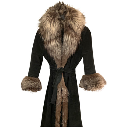 St. John Suede, Dyed Broadtail Persian Lamb & Silver Fox Fur Trim Long Coat - photo 5 of 16