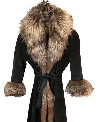 St. John Suede, Dyed Broadtail Persian Lamb & Silver Fox Fur Trim Long Coat - photo 14 of 16