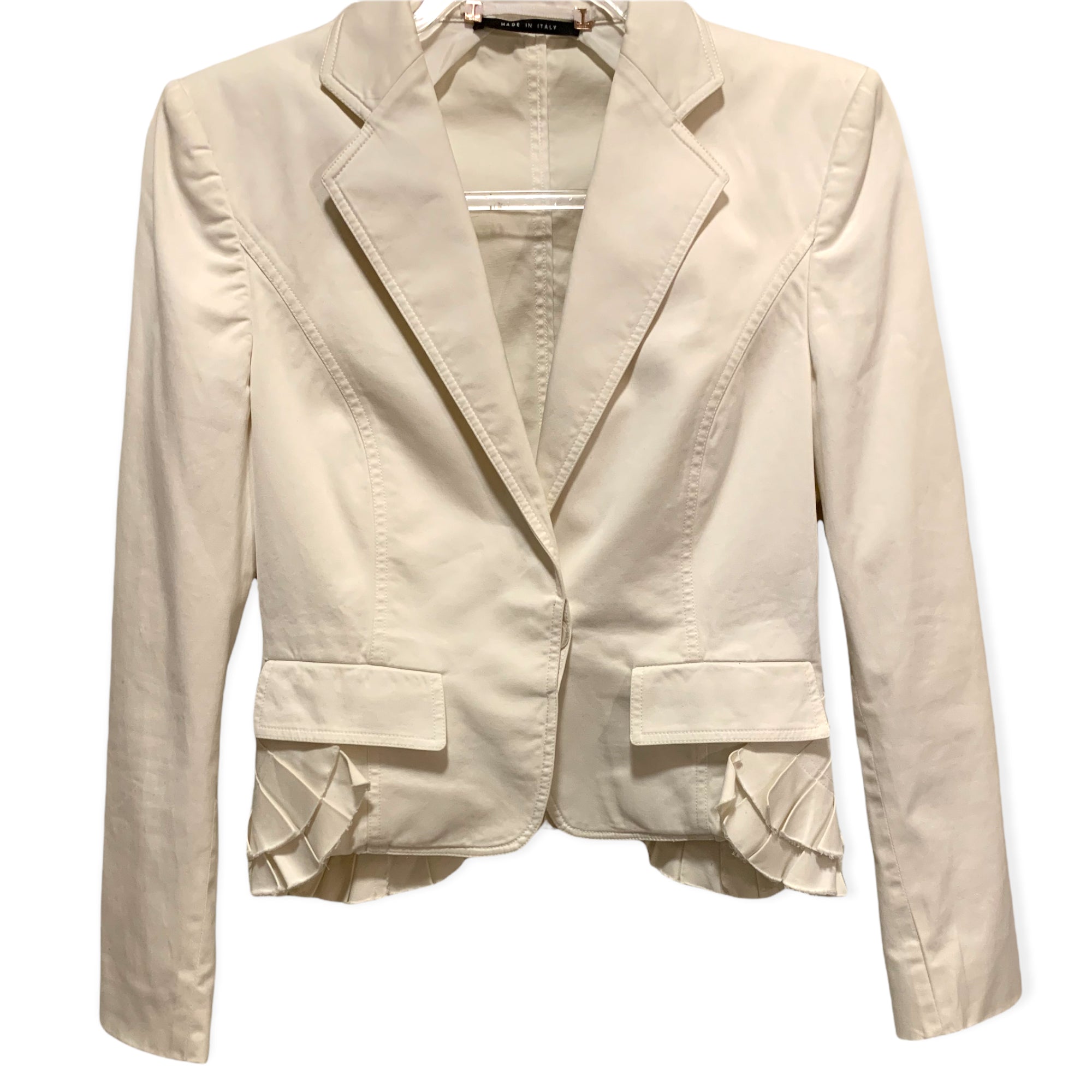GUCCI by TOM FORD White Pleated Detail Blazer. |Size:42|