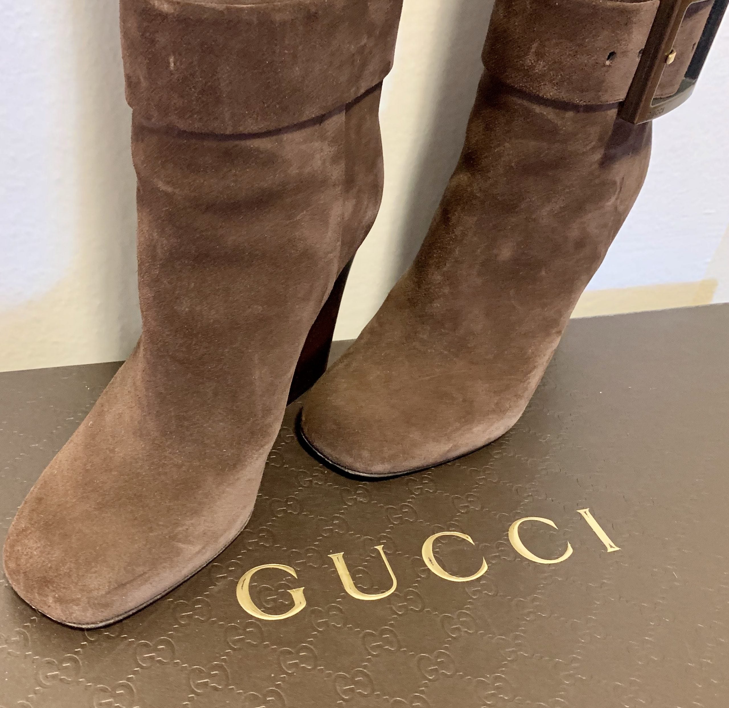 Gucci Cocoa Brown Kesha Suede Boots