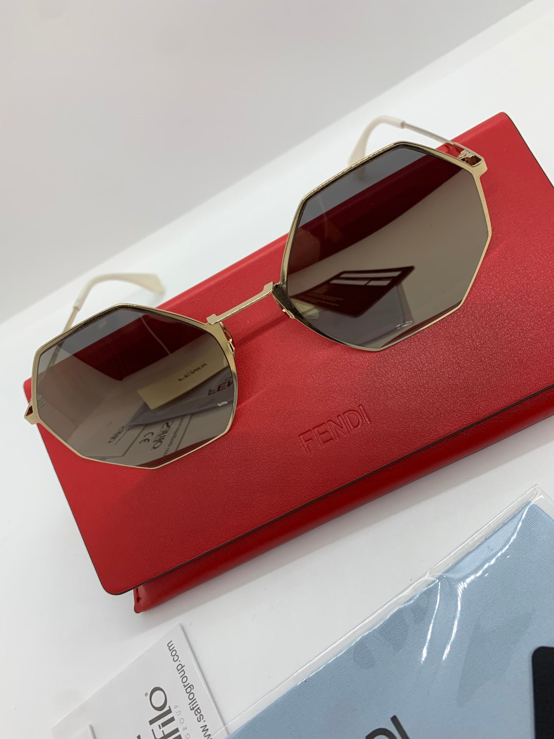 FENDI OCTAGONAL POLARIZED METAL SUNGLASSES