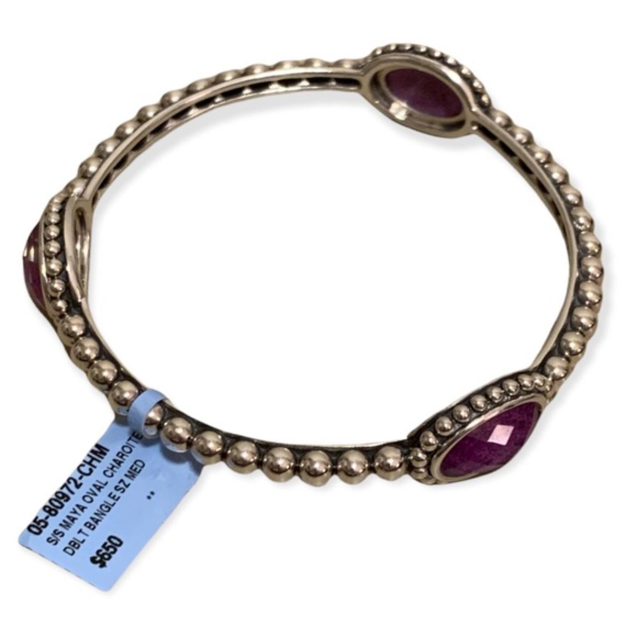 Lagos Maya Oval Sterling Silver Charoite Doublet Bangle Bracelet (med)