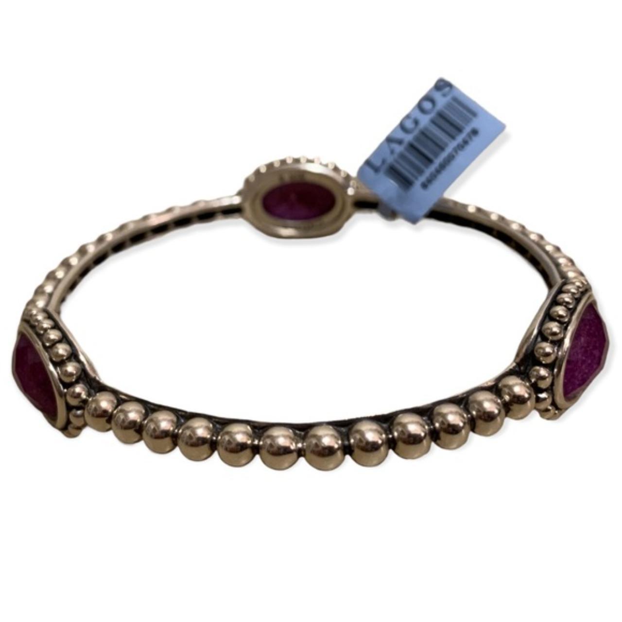 Lagos Maya Oval Sterling Silver Charoite Doublet Bangle Bracelet (med)