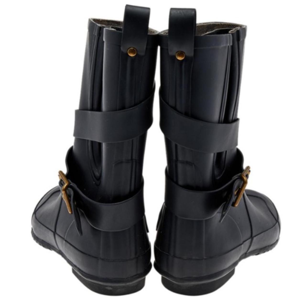 Burberry Black/Check Print Inside Rubber Buckle Rain Boots/Booties