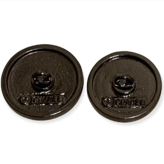CHANEL interlocking CC Logo Rhodium Metal Buttons
