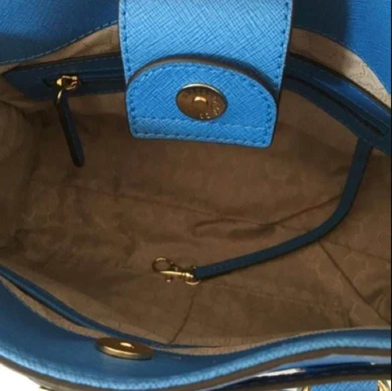 MICHAEL Michael Kors Large Hamilton Heritage Blue PadLock Saffiano Leather Bag
