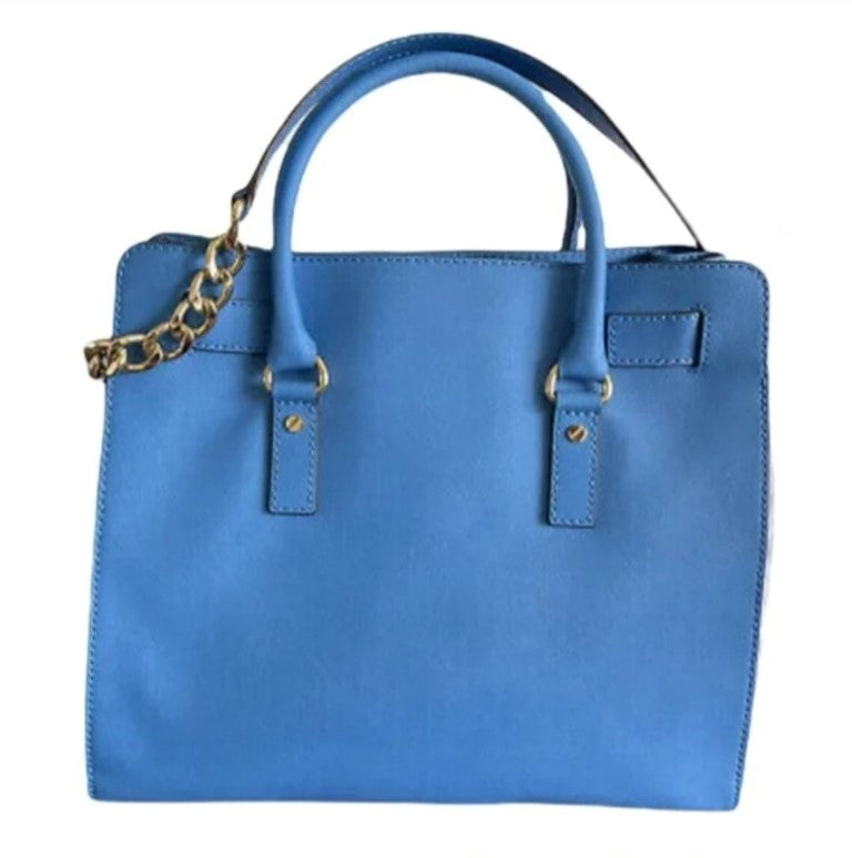 MICHAEL Michael Kors Large Hamilton Heritage Blue PadLock Saffiano Leather Bag