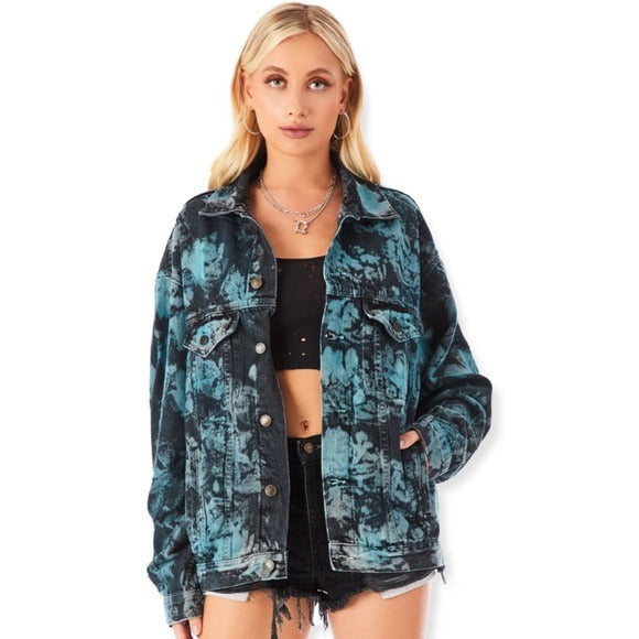 CARMAR Oversized Tie-Dye Denim Jacket |Size: Small|