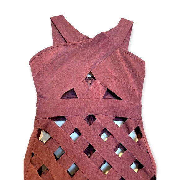 SEXY Cutout WOW Couture Burgundy BANDAGE DRESS |Size: Small|