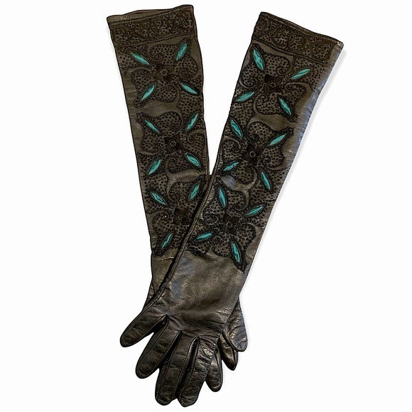 STUNNING Long Opera ETRO Leather Gloves |Size: 7 1/2|