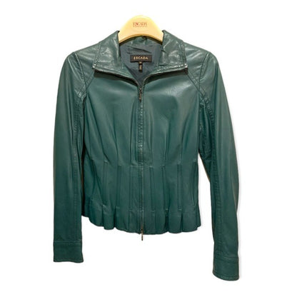 Escada Short Mock-Neck Fitted Leather Jacket - photo 3 of 9