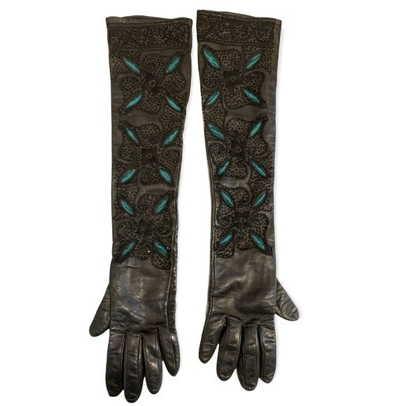 STUNNING Long Opera ETRO Leather Gloves |Size: 7 1/2|
