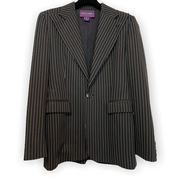 Ralph Lauren Purple Label Collection Women's Black Pinstripe Jacket |Size 6|