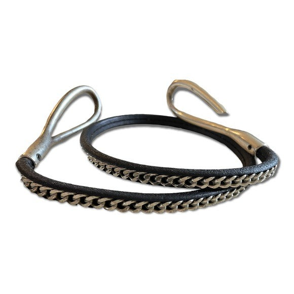 Thin Black Leather & Silver Chainlink Belt