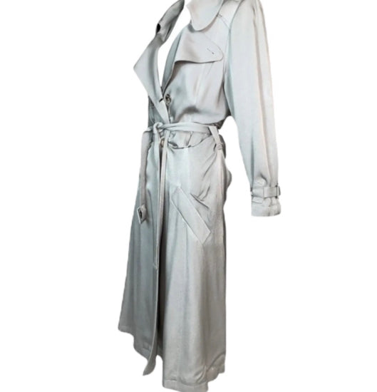 S/S 2004 Christian Dior by John Galliano Silver Satin Trench Coat Jacket