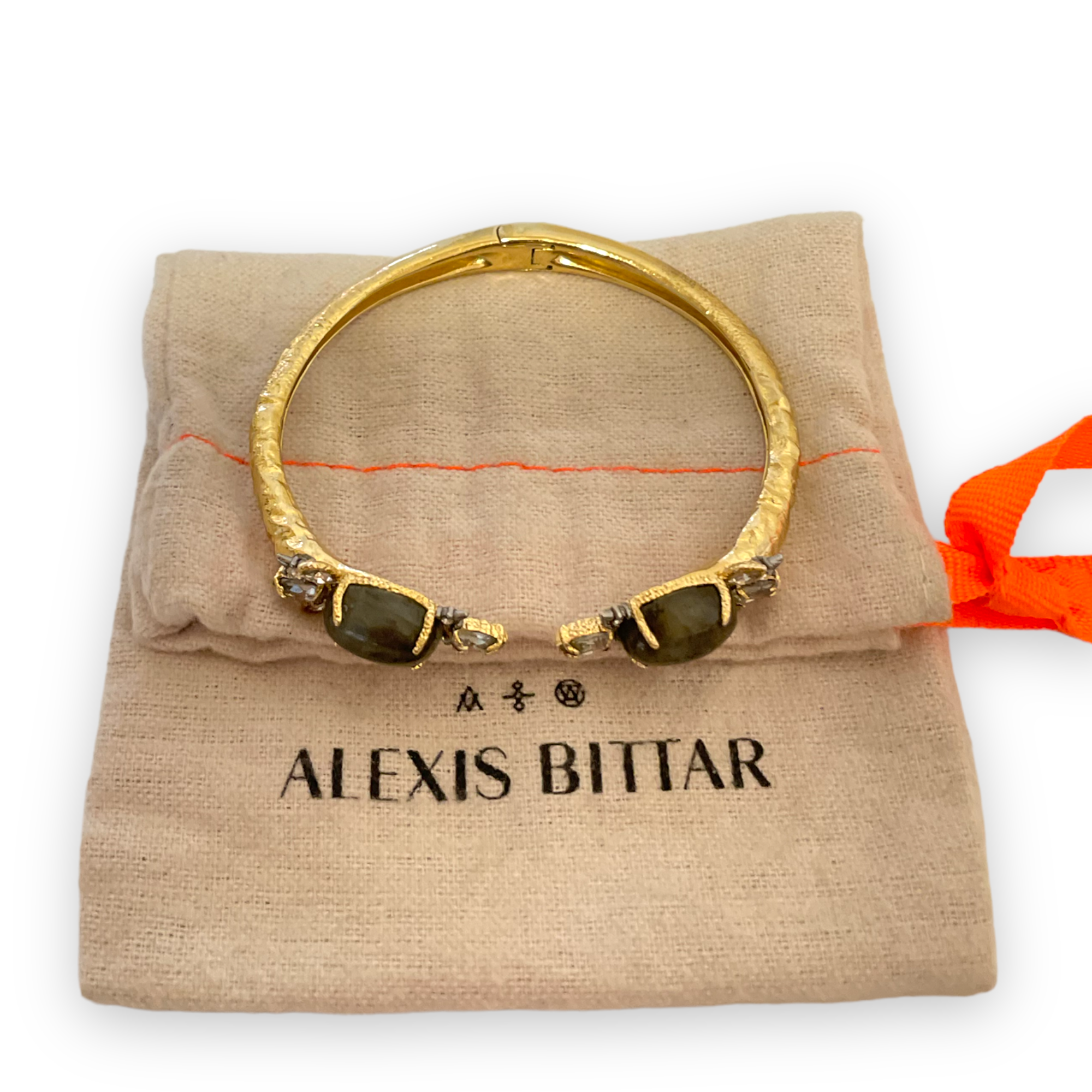 Alexis Bittar Crystal Elements Open Cuff 10K Gold Plated Bracelet