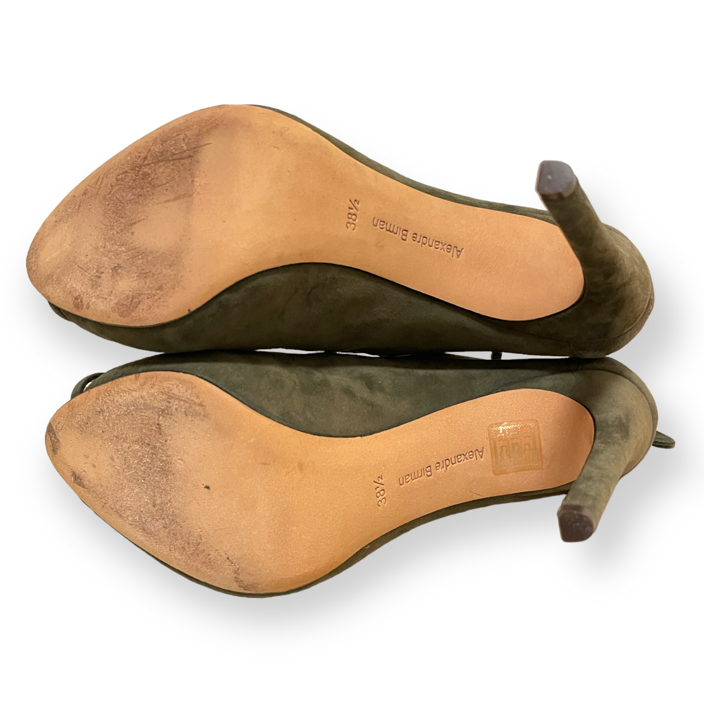 ALEXANDRE BIRMAN Olive Green Suede Cage Heels