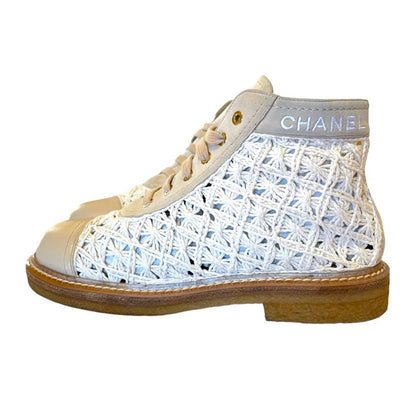 Chanel S19 Beige Crochet/leather/Suede Boot - main product photo