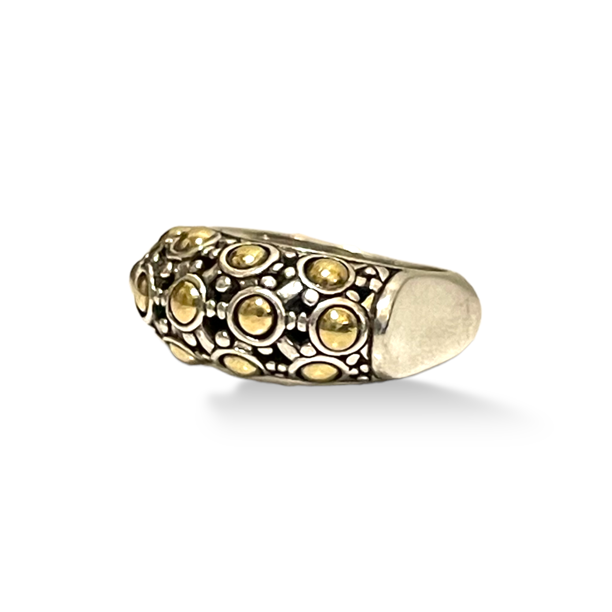 JOHN HARDY Dot Jaisalmer Collection .925 & 18k Gold Rectangular Ring |Size: 7|