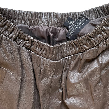 Chocolate Brown Genuine Leather High-Waisted Joggers - photo 2 of 5