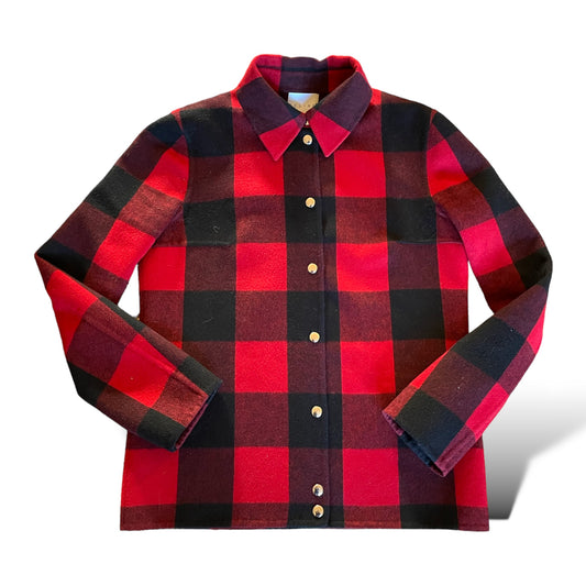 CELINE Wool/Cashmere Red & Black Plaid Jacket |Size: 40|