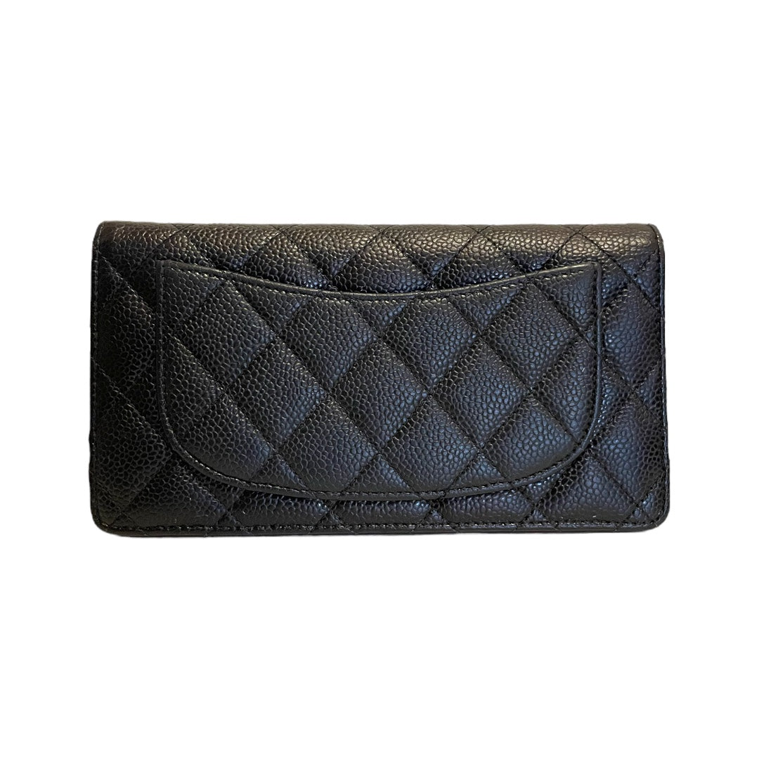 2012 CHANEL Continental Black Caviar Quilted CLASSIC Leather Wallet