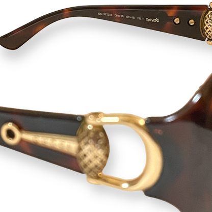 Oversized Gucci Tortoise Frames with classic gold tone Horse-bit Design - photo 5 of 11