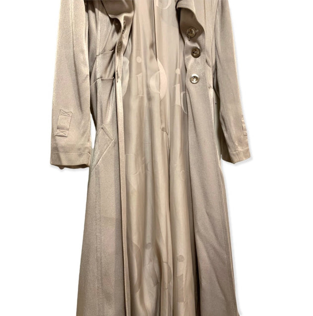 S/S 2004 Christian Dior by John Galliano Silver Satin Trench Coat Jacket