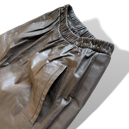 Chocolate Brown Genuine Leather High-Waisted Joggers - photo 5 of 5
