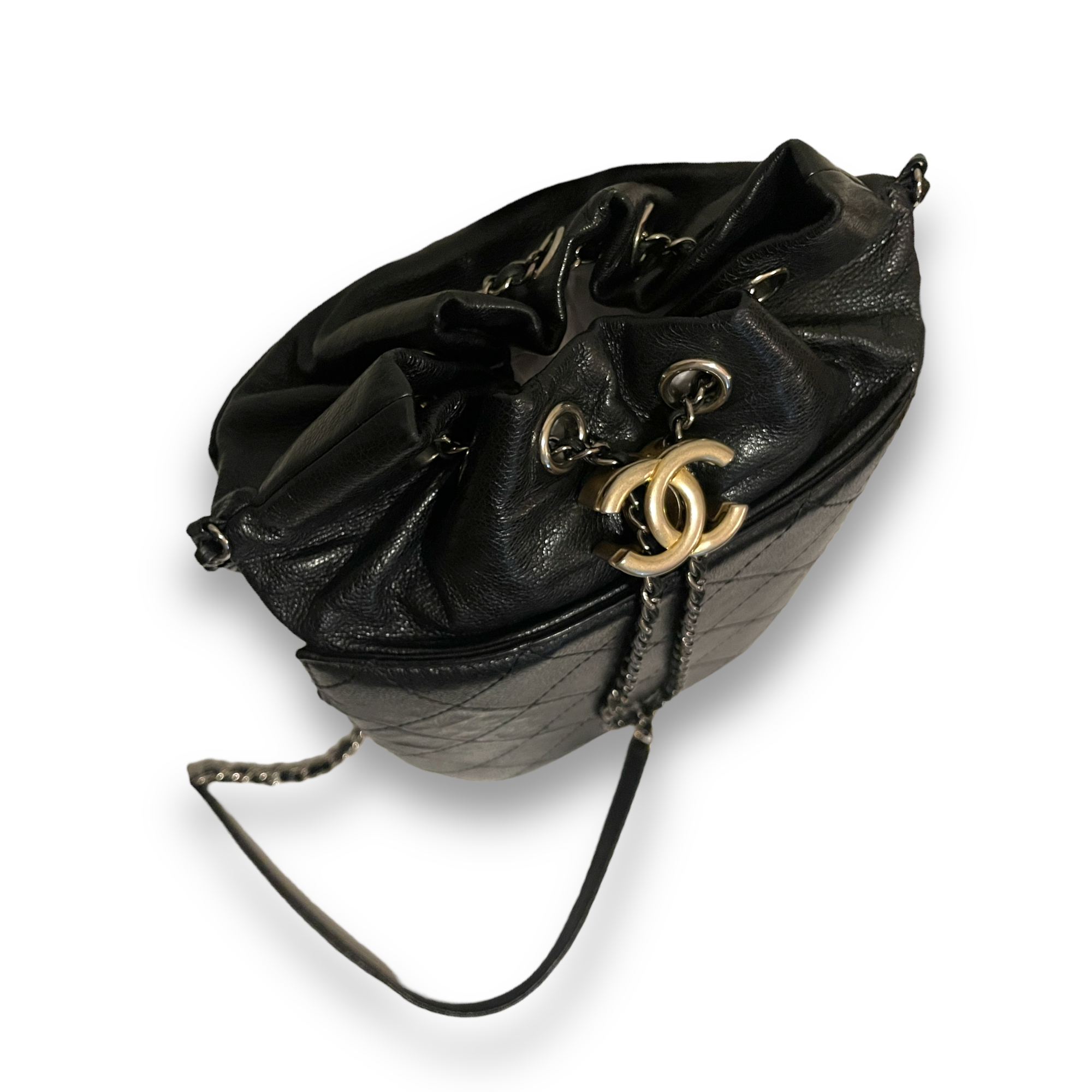 CHANEL Gabrielle Medium Purse/ Crossbody Bag in Quilted Black Caviar