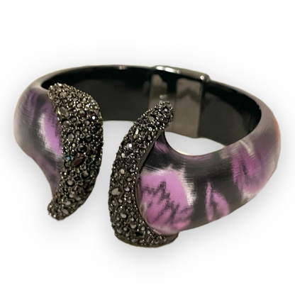 Alexis Bittar Black Crystal & Hand Crafted Lucite Hinge Cuff - photo 6 of 7