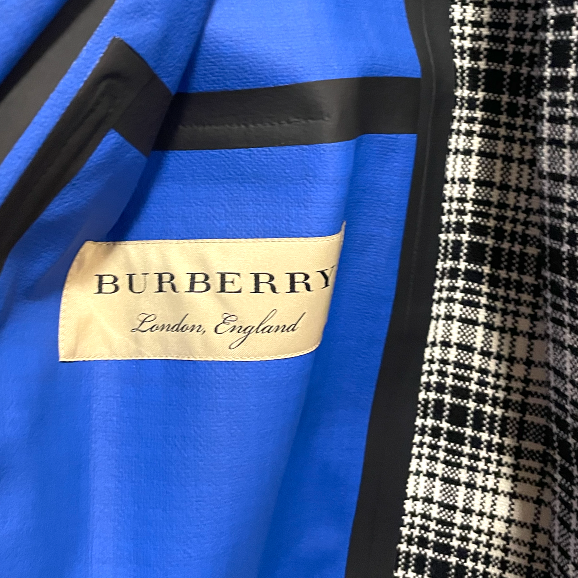Burberry London England Wool Jacket With Cobalt Blue Lining 40EU