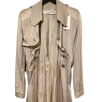 S/s 2004 Christian Dior by John Galliano Silver Satin Trench Coat Jacket - photo 9 of 13